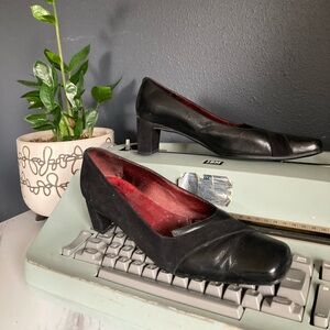 Vintage square toe leather heels